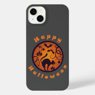 Happy Halloween lantern black cat spiders and bats iPhone 14 Plus Case