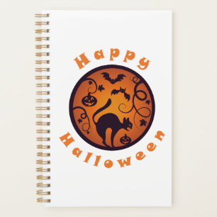 Happy Halloween lantern black cat spiders and bats Planner