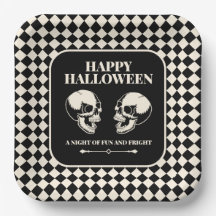 Happy Halloween Laughing Skulls Paper Plate