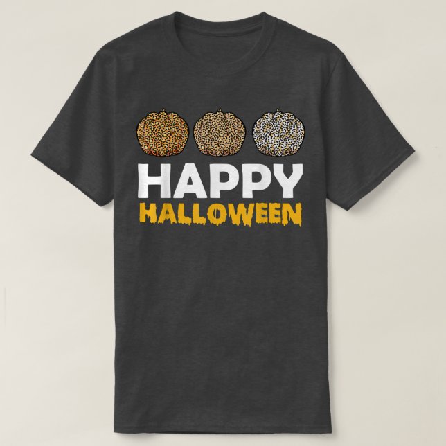 Happy Halloween Lazy Costume Cute Pumpkin Leopard  T-Shirt (Design Front)