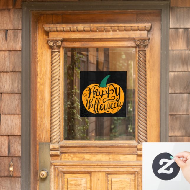 Happy Halloween lettering on carved pumpkin (Home Door)