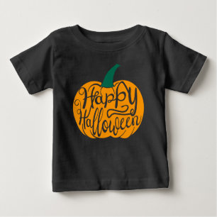 Happy Halloween lettering on carved pumpkin Baby T-Shirt