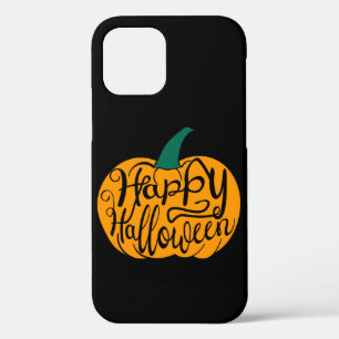 Happy Halloween lettering on carved pumpkin iPhone 12 Case