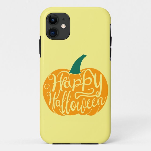 Happy Halloween lettering on carved pumpkin Case-Mate iPhone Case (Back)