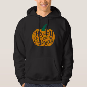 Happy Halloween lettering on carved pumpkin Hoodie