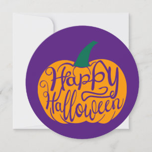 Happy Halloween lettering on carved pumpkin Invitation