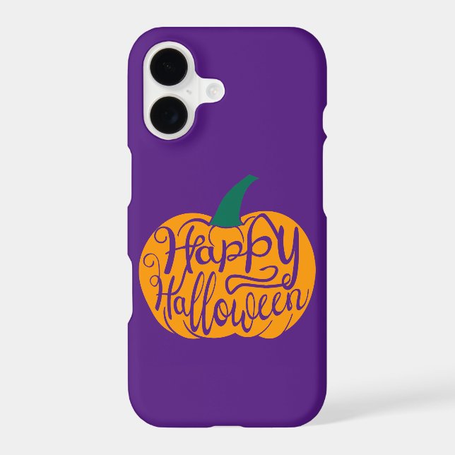 Happy Halloween lettering on carved pumpkin iPhone Case (Back)