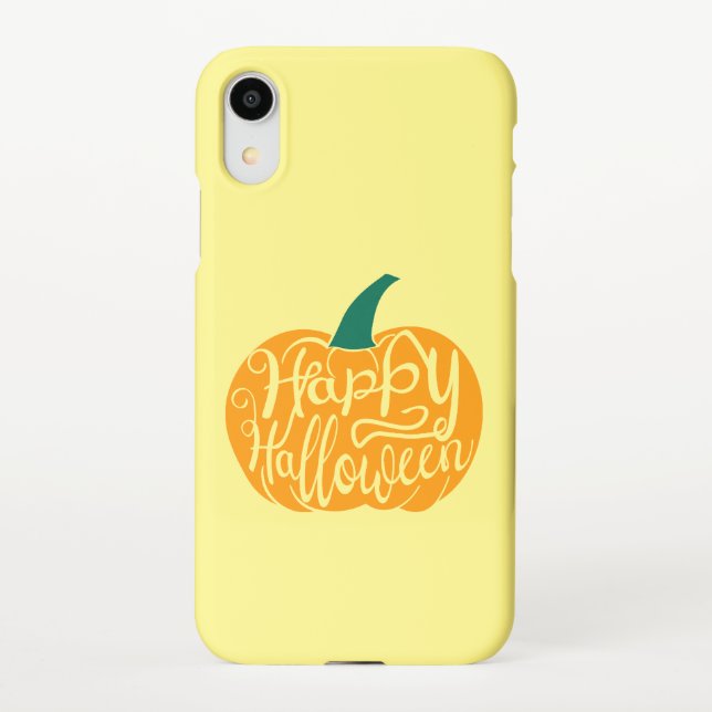 Happy Halloween lettering on carved pumpkin iPhone Case (Back)
