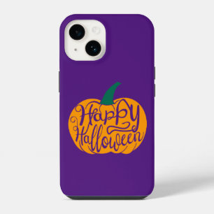 Happy Halloween lettering on carved pumpkin iPhone 14 Case