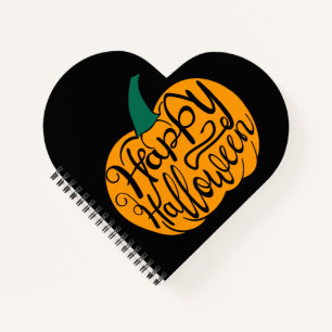 Happy Halloween lettering on carved pumpkin Notebook
