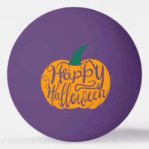 Happy Halloween lettering on carved pumpkin Ping Pong Ball