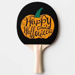 Happy Halloween lettering on carved pumpkin Ping Pong Paddle