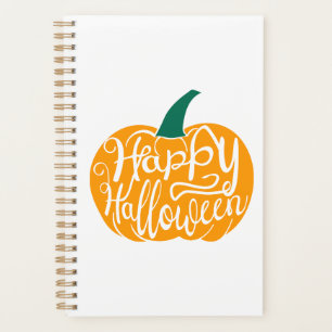 Happy Halloween lettering on carved pumpkin Planner