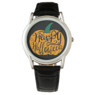 Happy Halloween lettering on carved pumpkin Watch