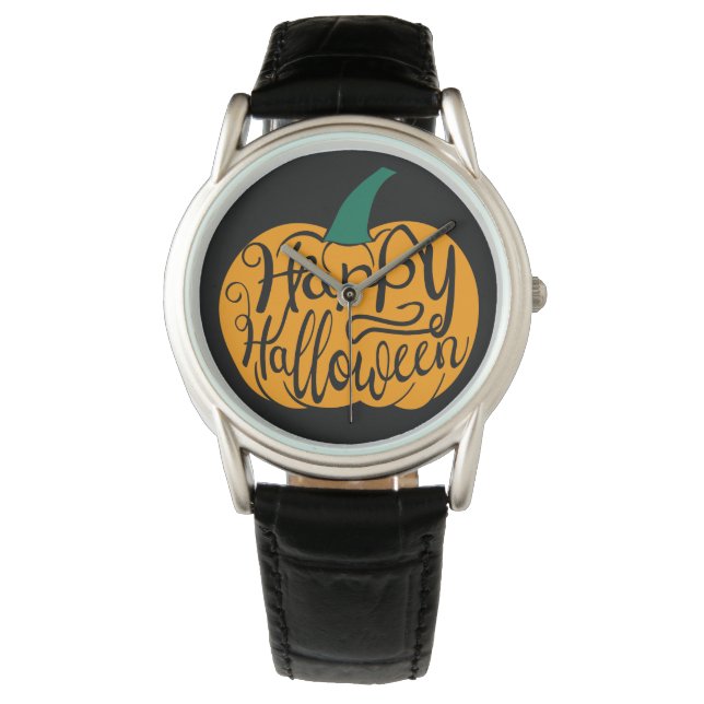 Happy Halloween lettering on carved pumpkin Watch (Front)
