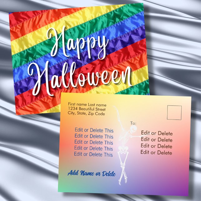 Happy Halloween LGBT gay rainbow flag colorful Postcard (Creator Uploaded)