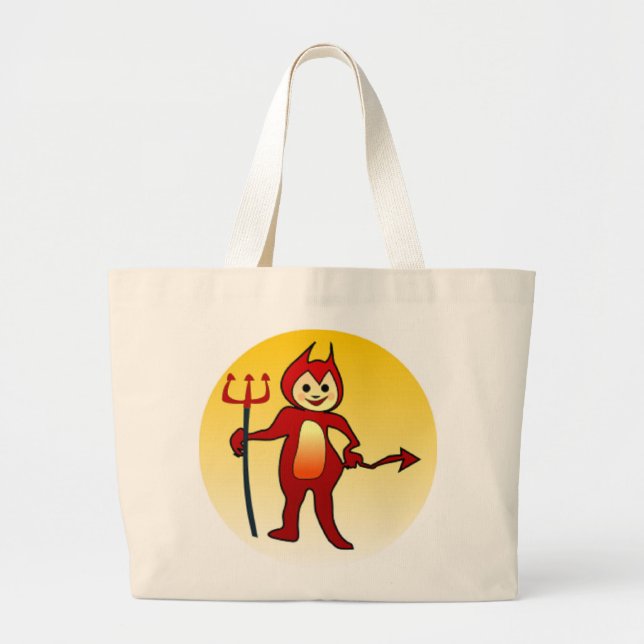 "HAPPY HALLOWEEN" LITTLE DEVIL LARGE TOTE BAG (Front)