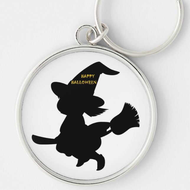 "HAPPY HALLOWEEN" LITTLE WITCH FLYING KEY RING (Front)