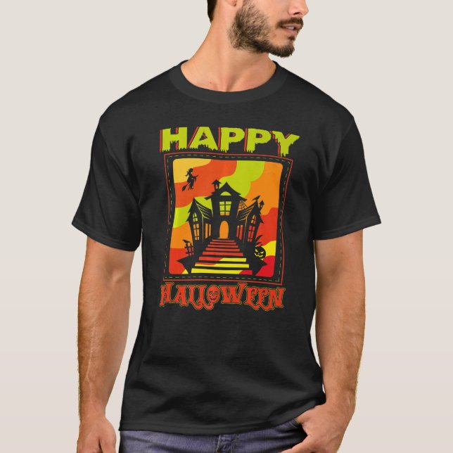 Happy Halloween lock Castle T-Shirt (Front)