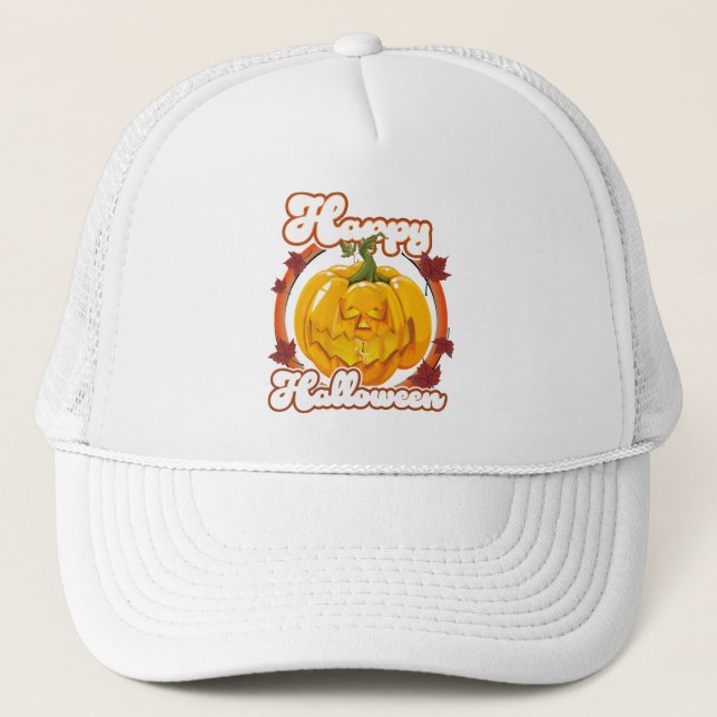 Happy Halloween logo Trucker Hat (Front)