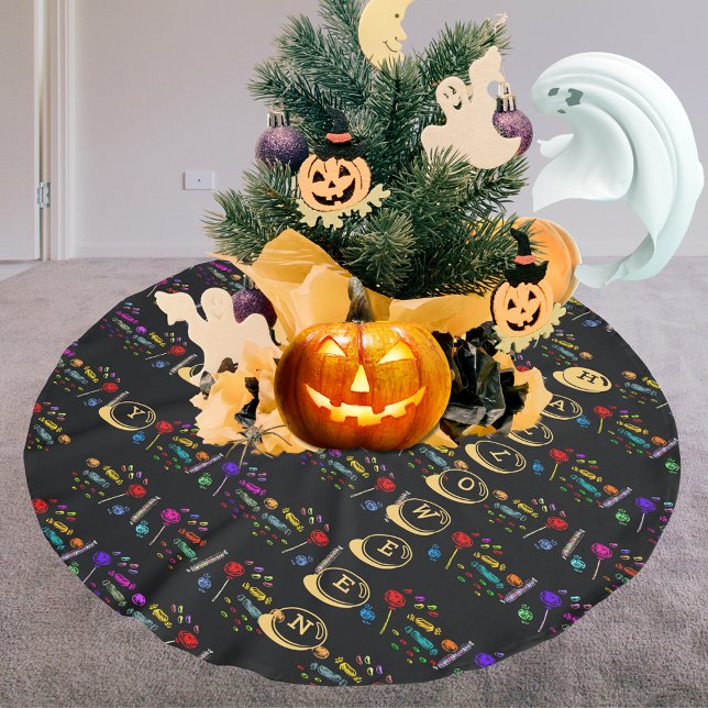 Happy Halloween Lollipops and Candy Pattern Brushed Polyester Tree Skirt (Happy Halloween Lollipops and Candy Pattern Brushed Polyester Tree Skirt)