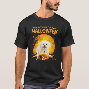 Happy Halloween Maltese Dog Pumpkin Costumes Thank T-Shirt