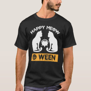 Happy Halloween Meow O Ween Cute Black Cat Party C T-Shirt
