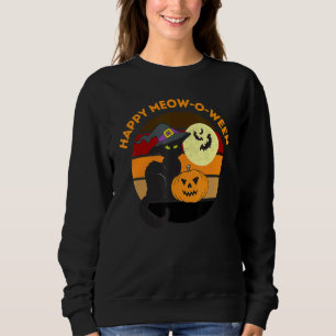 Happy Halloween Meowoween Cute Black Cat Party Cos Sweatshirt