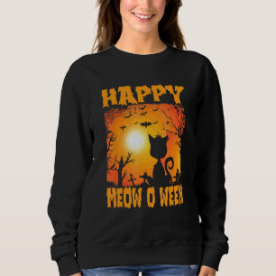 Happy Halloween Meowoween Cute Black Cat Party Cos Sweatshirt
