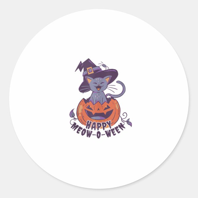 Happy Halloween Meowoween Tank Top Classic Round Sticker (Front)