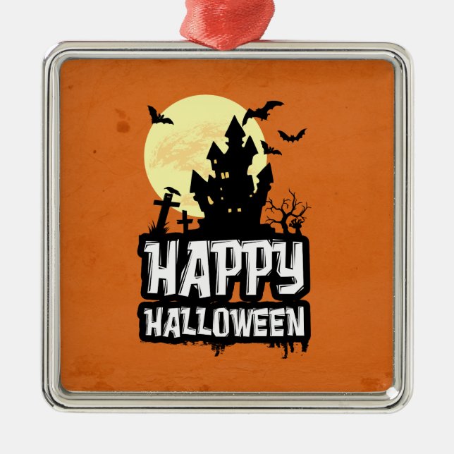 Happy Halloween Metal Ornament (Front)