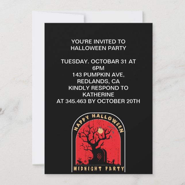 Happy Halloween Midnight Party Invitation (Front)