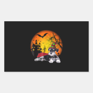happy halloween miniature schnauzer dogs halloween rectangular sticker