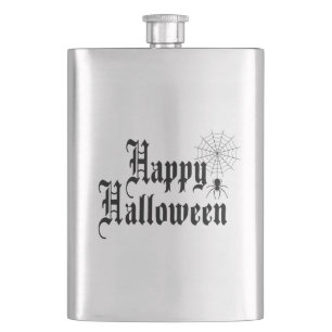 Happy Halloween minimalist typography Hip Flask