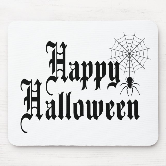 Happy Halloween minimalist typography Mouse Pad (Front)