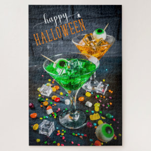 Happy Halloween Modern Cocktail Party Jigsaw Puzzle