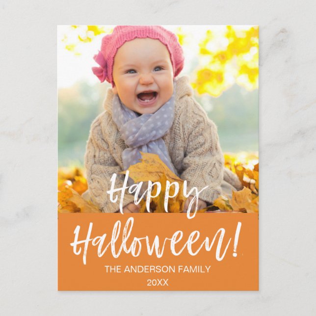 Happy Halloween Modern Halloween Photo Card (Front)