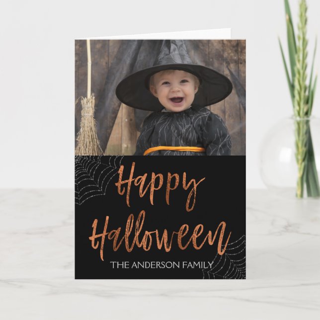 Happy Halloween Modern Halloween Photo Card (Front)