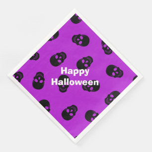 Happy Halloween Modern Party Purple Skull Napkin