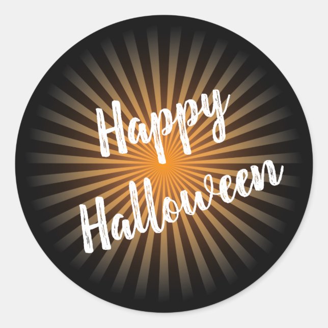 Happy Halloween Modern Typography Orange Black Classic Round Sticker (Front)
