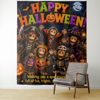 Happy Halloween monkey tapestry/Halloween party Tapestry