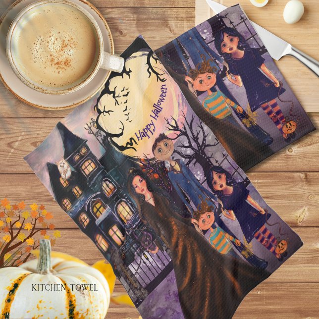 Happy Halloween Monster Family Kitchen Towel (Happy Halloween Monster Family Kitchen Towel)