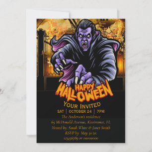 happy Halloween monster party invitation