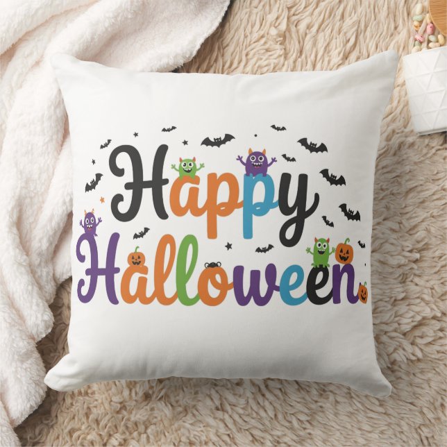 Happy Halloween Monsters Cushion (Blanket)