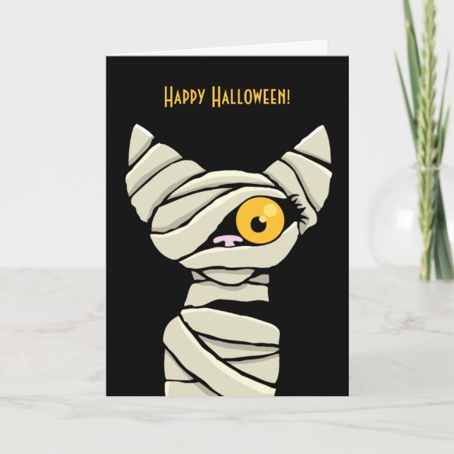 Happy Halloween Mummy Cat Card (Front)