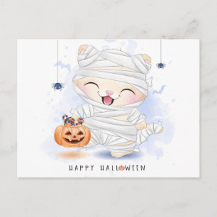 Happy Halloween Mummy Cat Postcard