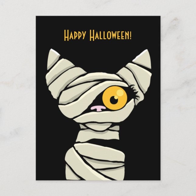 Happy Halloween Mummy Cat Postcard (Front)