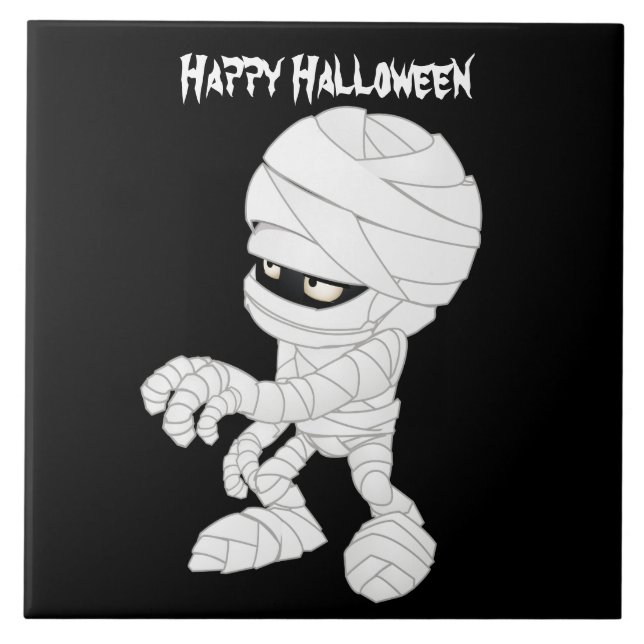 Happy Halloween Mummy Ceramic Tile (Front)