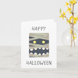 Happy Halloween Mummy Face Card