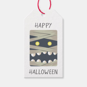 Happy Halloween Mummy Face Gift Tags